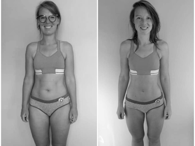 before and after picture of Sylvia Merckx after following the nutritional advice of Dilorenzo Personaltraining
