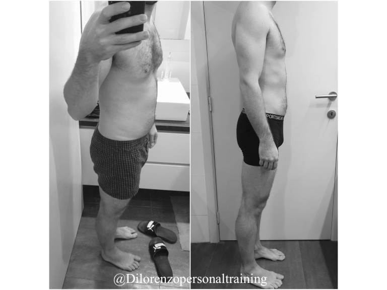 voor en na foto van iemand na het volgen van het voedingsadvies in combinatie met training bij Dilorenzo personaltraining