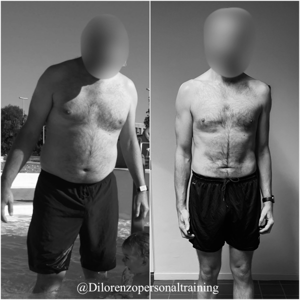 voor en na foto na het volgen van het voedingsadvies bij Dilorenzo personaltraining